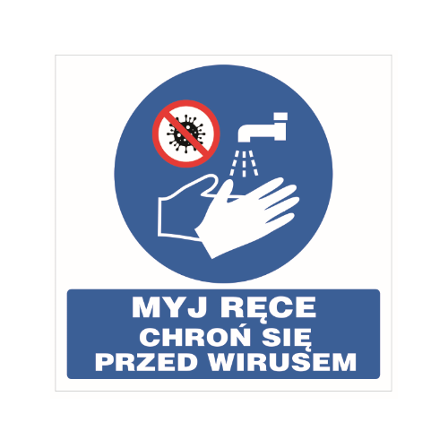 Koronawirus - Myj ręce chroń się przed wirusem - naklejka